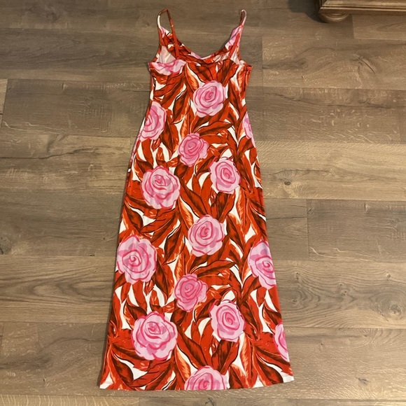 Diane Von Furstenberg Alik spaghetti strap rose print midi dress, S - Picture 5 of 11